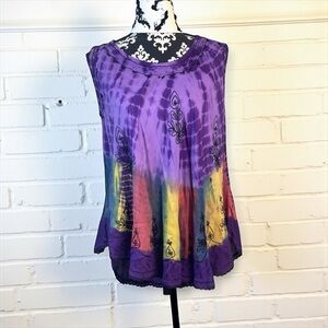 Indian tropical fashion women's tie-dyed BoHo embroidered top free size​